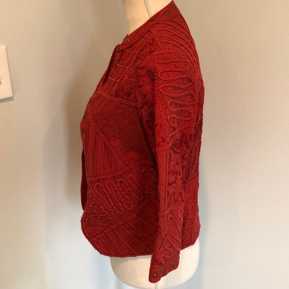 Multiples rust embroidered open jacket - Picture 3 of 5